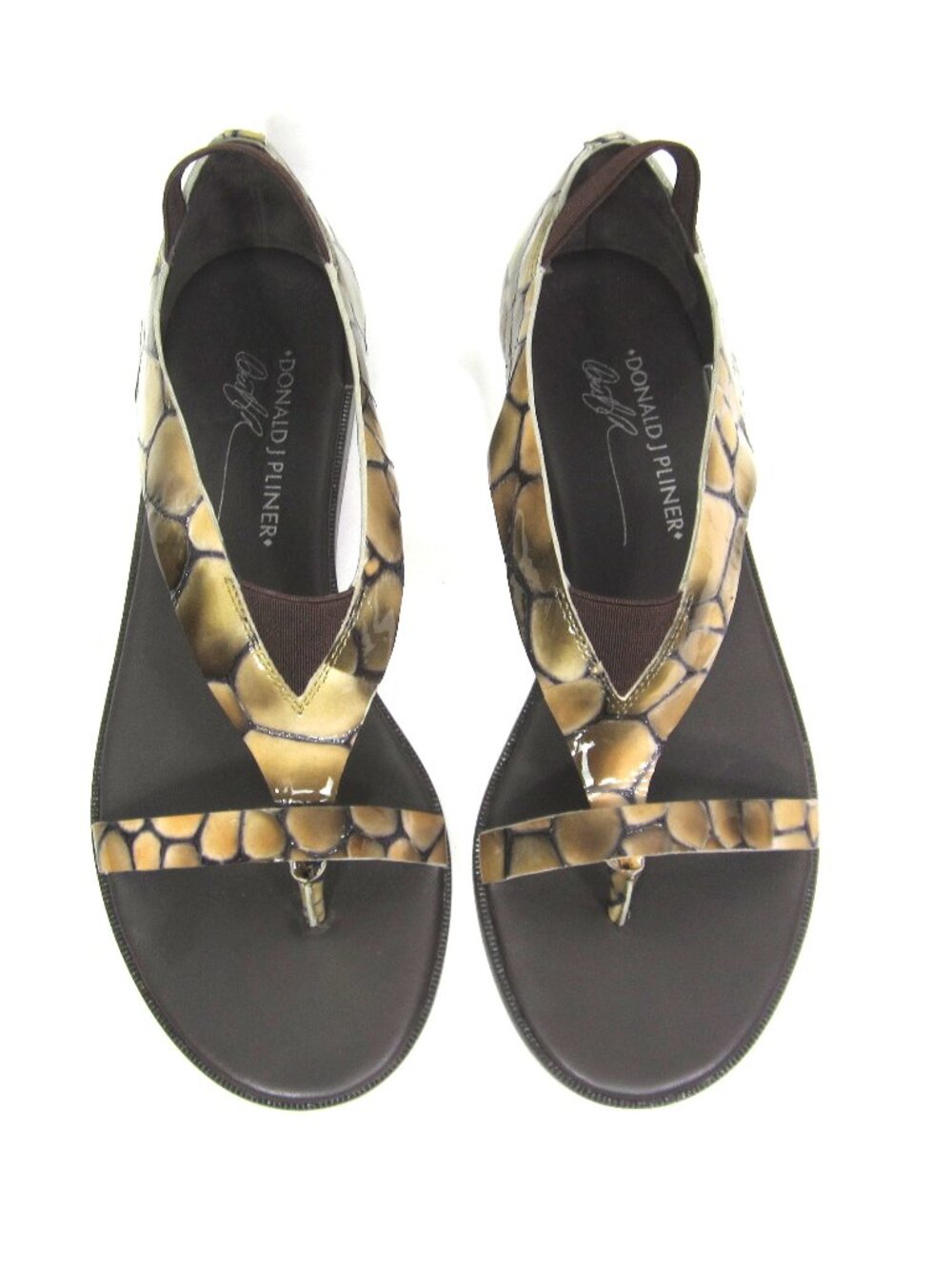 Donald J Pliner EUC Size 7N Slingback Sandals Embossed Croc Snake Patent Leather